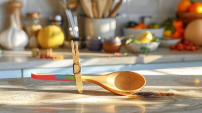Cómo una pinza de ropa puede salvar tu cuchara de madera al cocinar : truco ingenioso y práctico